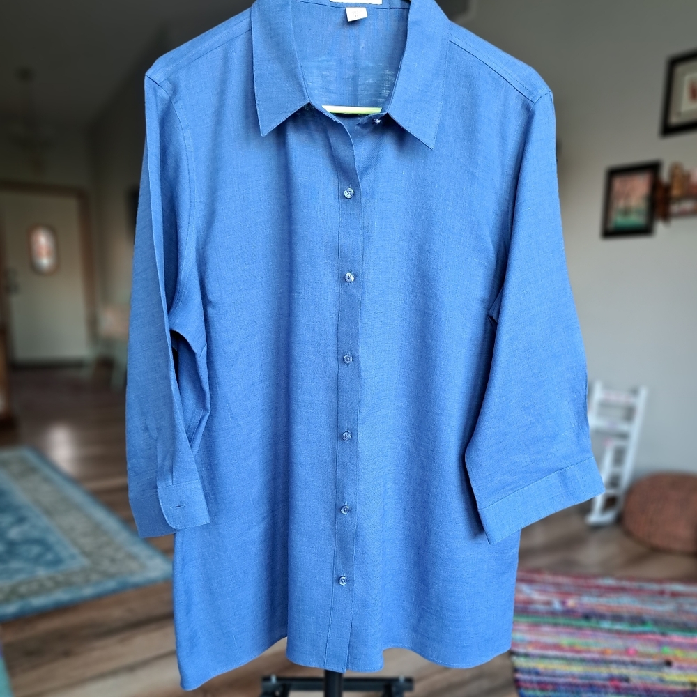 EUC Coldwater Creek Easy-Care Linen Big Shirt, size PL